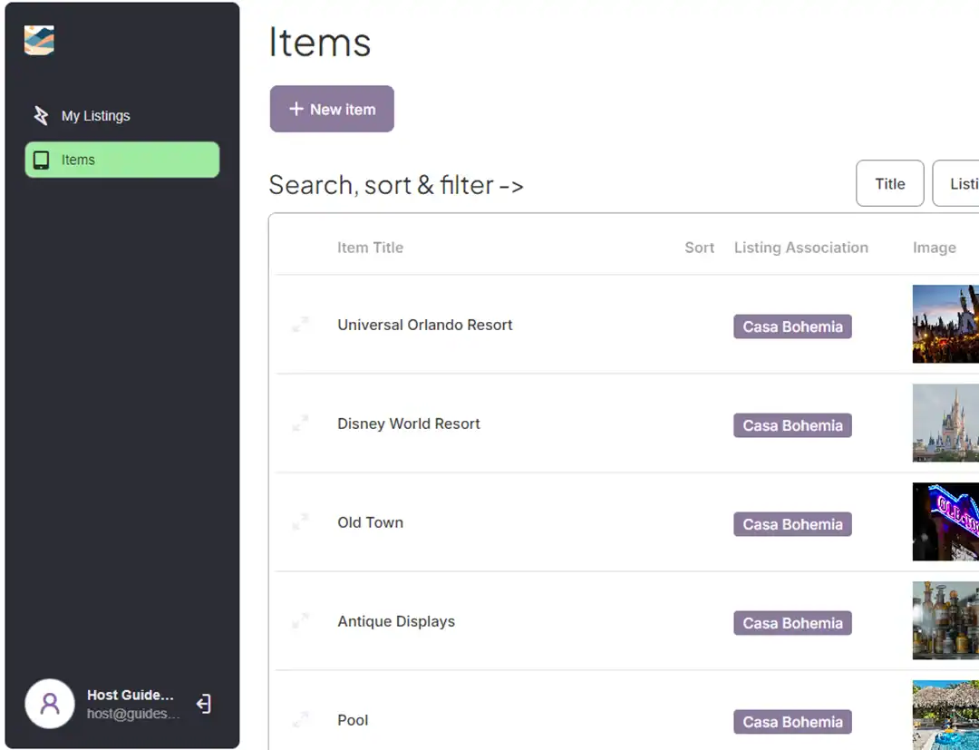 GuideScreen content management dashboard